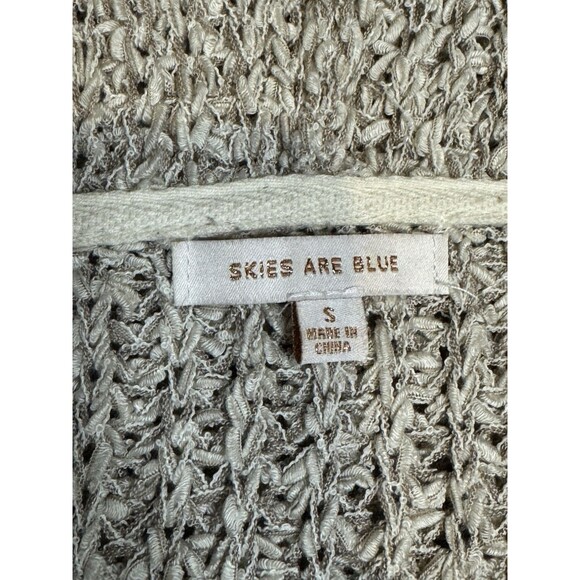 Skies Are Blue Women’s Oatmeal Color Sleeveless Cardigan With Hood Small Boho - Picture 5 of 6